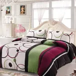 RUI BANG Mikroplyšové francouzské povlečení - Pruhy s kruhy