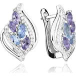 MOISS stříbrné náušnice AMETYST, TOPAZ