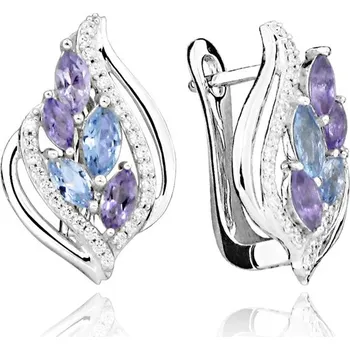 Náušnice MOISS stříbrné náušnice AMETYST, TOPAZ