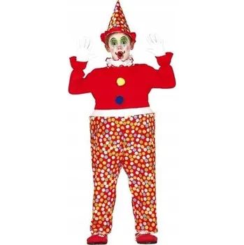 Karnevalový kostým KOSTÝM ČERVENÉHO KLAUNA S PUNTÍKY PUNTIČKATÝM KLAUNEM 128