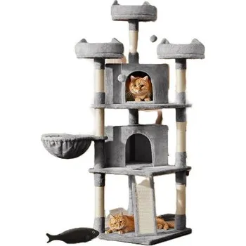 Škrabadlo pro kočky se sisalovými sloupky a jeskyněmi, 615090 light gray - A YAHEETECH