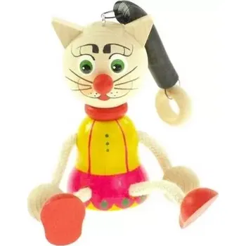 Dřevěná hračka Kočka na pružině