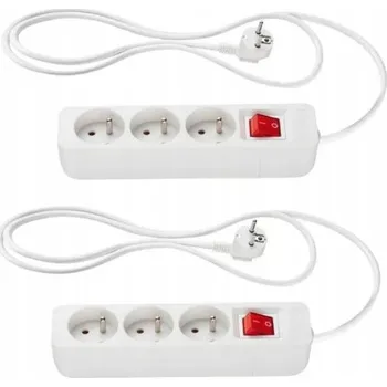 Rozbočovač / Prodlužovací kabel / Zásuvková lišta 3680 W s vypínačem - 2 ks