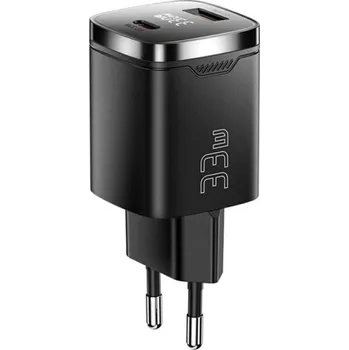ESSAGER ES-CD45 GaN rychlonabíjecí adaptér s displejem a porty USB-C / USB-A - 33W - černý