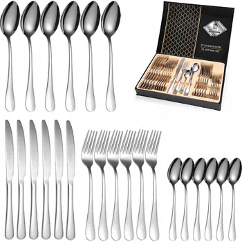 Příbor Příbory Sada 24 ks Stříbrné NEREZOVÁ OCEL JÍDELNÍ SERVIS pro 6 osob