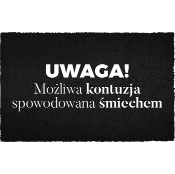 Rohožka KOKOSOVÁ VSTUPNÍ ROHOŽKA 40X60 CM - STYLOVÁ DEKORACE S ČERNÝM POTISKEM