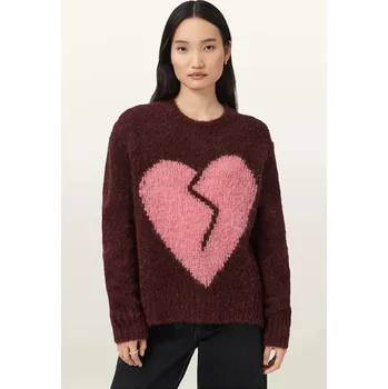 Dámský svetr Svetr s příměsí vlny AllSaints LUVHEART W078KC červená 92X, vel. M