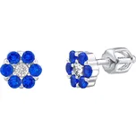 Silvego Stříbrné náušnice pecky pomněnky s čirým a modrým Brilliance Zirconia dámské i dětské SILVEGOB31895SBDB + 2 měsíce na vrácení zboží