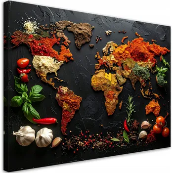 Obraz Obraz do kuchyně restaurace baru jídelny, Mapa světa koření 100x70