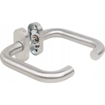 Dveřní kování BEZPEČNÁ KLIKA KE DVEŘÍM U-TVAR INOX NEREZOVÁ OCEL OVÁLNÝ ŠTÍTEK SADA