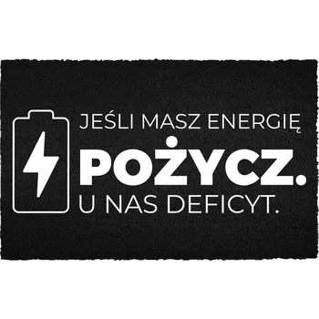 Rohožka KOKOSOVÁ ROHOŽKA 40X60 KE DVEŘÍM HIT NÁPIS ENERGII? DEJ, PROTOŽE NÁM CHYBÍ