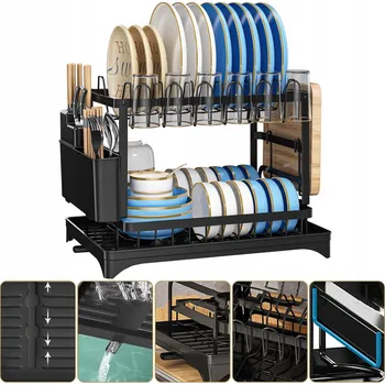 Odkapávač na nádobí ODKAPÁVAČ NA NÁDOBÍ DVOUÚROVŇOVÝ STOJAN DO KUCHYNĚ 42X30X29 cm