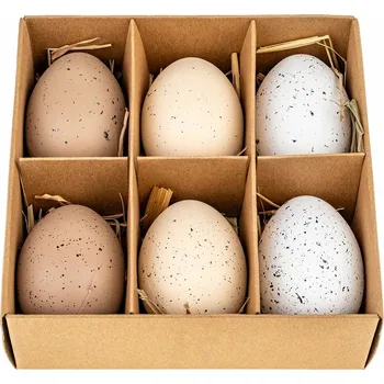 Velikonoční dekorace PLASTOVÁ VEJCE přírodní 6 cm - 6 ks kraslice