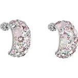 Stříbrné náušnice visací s krystaly Swarovski růžový půlkruh