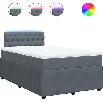 Postel Kontinentální postel 200 x 120 x 100,5 cm tmavě šedá s LED osvětlením a topperem