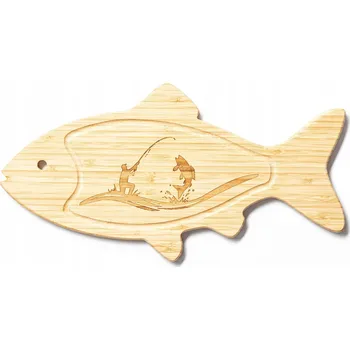 Kuchyňské prkénko Bambusové prkénko ve tvaru ryby s gravírováním rybáře Gadget Master
