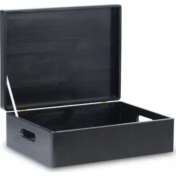 Úložný box Dřevěná bedna s víkem 40x30x13,5 cm /315114 Jet black