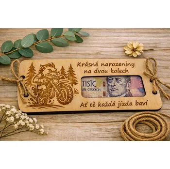 Dary dřeva Dřevěná obálka na bankovky - pro motorkáře