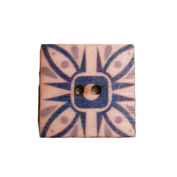 Knoflík Knoflík dřevěný čtverec s ornamenty VI