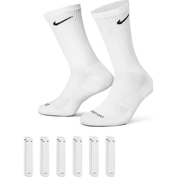 Pánské ponožky Vysoké bavlněné ponožky Nike EVERYDAY PLUS CUSHIONED CREW (6 PAIRS) bílé SX6897-100 - L | UK 9,5 | US 12