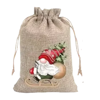 Vánoční dekorace Plátěný pytlík - vánoční skřítek V (10,0 x 15,0 cm)