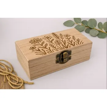 Dárkové dřevěné krabičky - luční květiny Velikost: 12,5x7x5cm