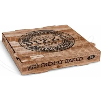 Krabice na pizzu (mikrovlnitá lepenka) H4 kraft s potiskem 24 x 24 x 4 cm [100 ks]