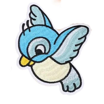 Nažehlovací nášivka - modrý ptáček A (8,5 x 10,5 cm)