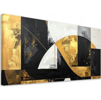 Obraz Obraz do obýváku ložnice kanceláře loftu, Abstrakce tvary černá 100x50