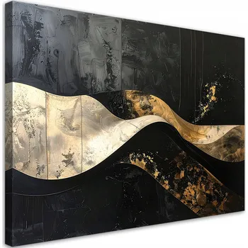 Obraz Obraz do obýváku ložnice kanceláře, Abstrakce vlny linie černá béžová 60x40