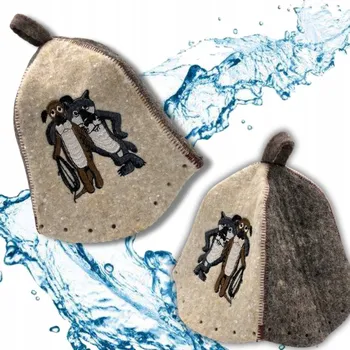 Čepice do sauny z ovčí vlny – plně přírodní, dvoubarevná