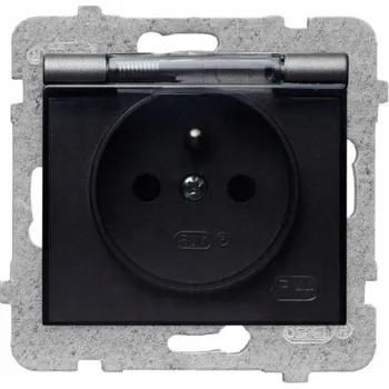 Elektrická zásuvka Elektrická zásuvka odolná proti stříkající vodě IP44 nástěnná Polmark grafit GPH-1D/m