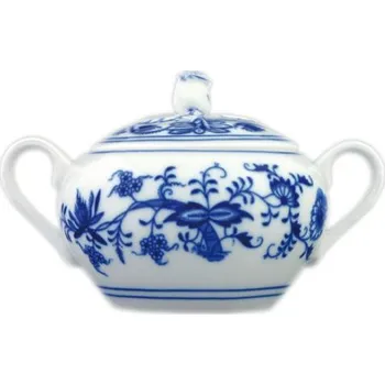 Cukřenka Cibulák Cukřenka s oušky s víčkem bez výřezu 0,50 l originální cibulákový porcelán Dubí, cibulový vzor