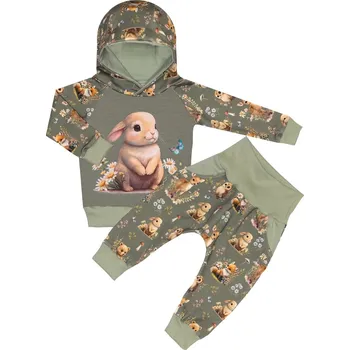 Tepláková souprava - Lesní zvířátka - zajíček ( kapuca ) Velikost: 80