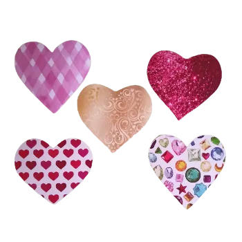 samolepka Samolepky - valentýnská srdíčka VII (sada 5 ks)