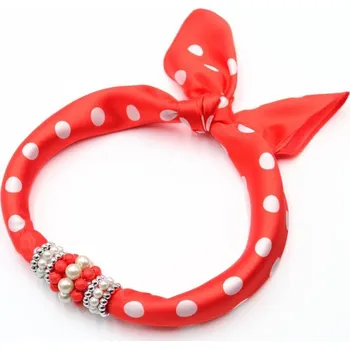 Šátek Magotex Šátek s bižuterií Letuška - červený s puntíky