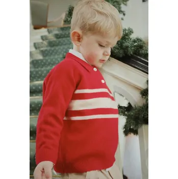 Dívčí oblečení Dětský vlněný svetr Konges Sløjd BASI POLO KS104213.9BYA červená 33X, vel. 134-140