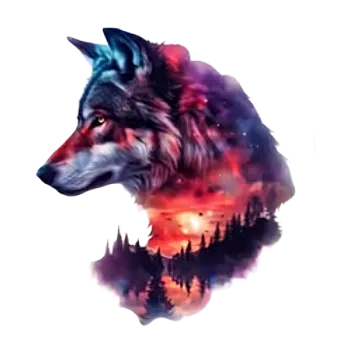 Nažehlovací obrázek - vlk s krajinou I (7,0 x 8,0 cm)