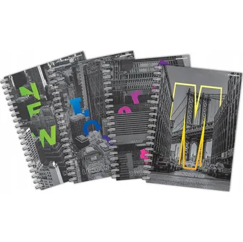 Blok KROUŽKOVÝ BLOK NA SPIRÁLE B5 100 LISTŮ ČTVEREČEK MĚSTA CITY STUDENTSKÝ ZÁPISNÍK