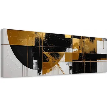 Obraz Obraz do obýváku, ložnice, kanceláře, Geometrická abstrakce zlatá 90x30