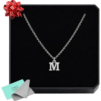 Náhrdelník NÁHRDELNÍK PÍSMENO S PÍSMENEM M stříbrný řetízek 42 cm ankr se závěskem