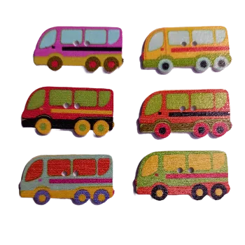 Knoflík Knoflík dřevěný autobus, Barva: Oranžová