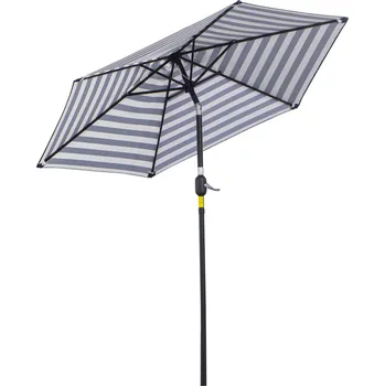 Stínicí technika Outsunny zahradní slunečník s ocelovým rámem, modrý pruh, Ø230x216cm, pro venkovní použití| Aosom