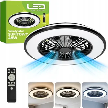 Stropní Svítidlo s ventilátorem a dálkovým ovládáním LED 3CCT stropní ventilátor 48W+15W ZIMA LÉTO