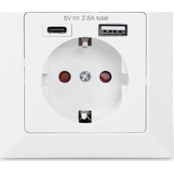 Elektrická zásuvka Bílá USB Elektrická Zásuvka Digitus