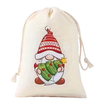 Dárková taška Stahovací sáček - s vánočním skřítkem II (10,0 x 15,0 cm)