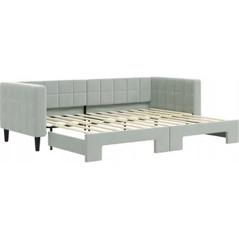 Pohovka Světle šedá rozkládací lenoška 2 v 1, 223 x 90/172,5 x 68 cm