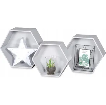 police Dřevěná police Pinus 38,5 x 15 cm, odstíny šedé