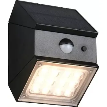 Venkovní osvětlení Trio Leuchten R25119632 TALCA - LED venkovní solární svítidlo s pohybovým čidlem, LED 2,5W, 330lm, 3000+4000+6000K, IP65 (Venkovní svítidlo na zeď s čidlem v černé barvě s možností změny barvy světla)