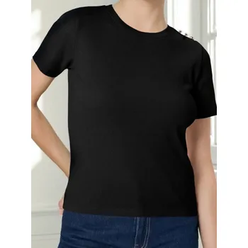 Dámské tričko Sinsay - Tričko s krátkým rukávem - černá - 521EU-99X - 521EU-99X-S